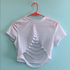 Solid white ripped crop top